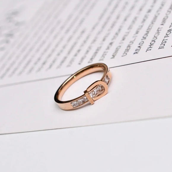 3 For $35 585 Rose Gold Plated “Forever Love” Buckle Ring - Picture 2 of 6